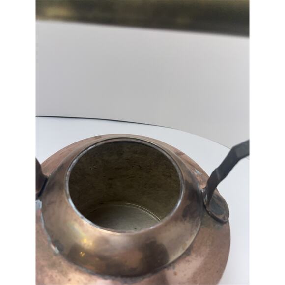 Farmhouse Solid Copper Kettle Gooseneck Spout Copper Bail Handle Vintage 1 Dent - Picture 8 of 12